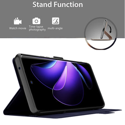 Mobizang Noble Slim Magnetic Leather Flip Case Cover for Vivo V40E / IQOO Z9S | Card Holder Stand Flip Wallet Case (Blue)