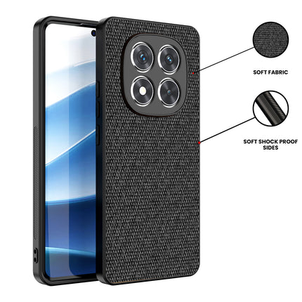 Mobizang Soft Full Fabric Protective Back Case Cover for Redmi Note 14 Pro Plus | Shockproof Slim Hard Anti Slip Back Case (Black)