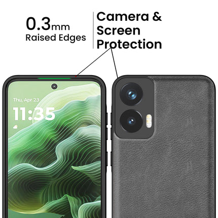 Mobizang Tux Leather Back Cover for Moto G35 | Slim Shockproof Camera Protection Bumper Case (Grey)