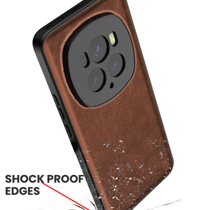 Mobizang Tux Leather Back Cover for Honor Magic 6 PRO | Slim Shockproof Camera Protection Bumper Case (Brown)