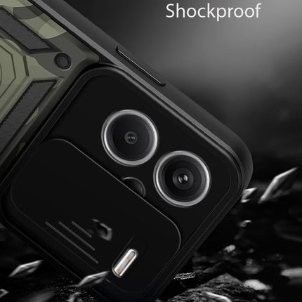 Kapa Tank Back Cover for Redmi Note 13 Pro Plus (5G) | Inbuilt Ring + Slider Shockproof Lens Protection Bumper Back Case (Black)