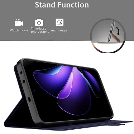 Mobizang Noble Slim Magnetic Leather Flip Case Cover for Oppo Reno 13 Pro | Card Holder Stand Flip Wallet Case (Blue)