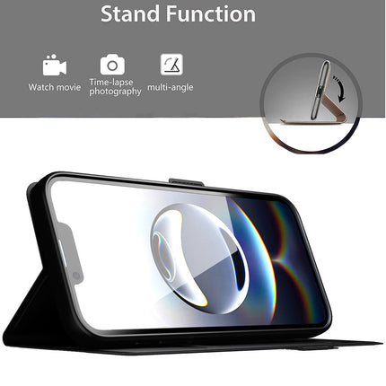 Mobizang Noble Slim Magnetic Leather Flip Case Cover for Apple iPhone 16E | Card Holder Stand Flip Wallet Case (Black)