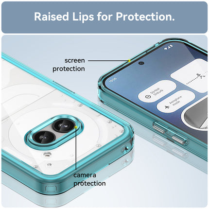 Mobizang Unicorn Acrylic Clear Back Cover For Nothing Phone 2A / 2A Plus | Slim Shockproof [Military Grade Protection] Hybrid Bumper Case (Blue Sides)