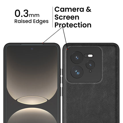 Mobizang Tux Leather Back Cover for Realme GT 7 PRO | Slim Shockproof Camera Protection Bumper Case (Black)