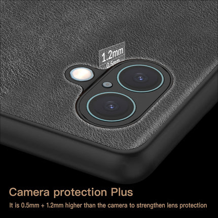 Mobizang Tux Leather Back Cover for Apple iPhone 16 | Slim Shockproof Camera Protection Bumper Case (Black)