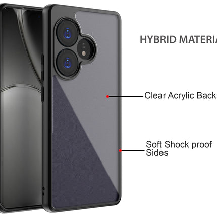 Mobizang Hawkeye Clear Back Cover for Realme GT 6 / GT 6T | Camera Lens Protector Shockproof Slim Clear Case Cover (Black)