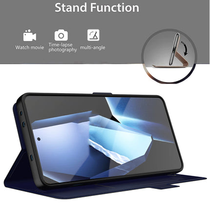 Mobizang Noble Slim Magnetic Leather Flip Case Cover for OnePlus 13R | Card Holder Stand Flip Wallet Case (Blue)