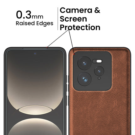 Mobizang Tux Leather Back Cover for Realme GT 7 PRO | Slim Shockproof Camera Protection Bumper Case (Brown)
