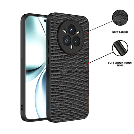 Mobizang Soft Full Fabric Protective Back Case Cover for Realme 14 Pro 5G | Shockproof Slim Hard Anti Slip Back Case (Black)