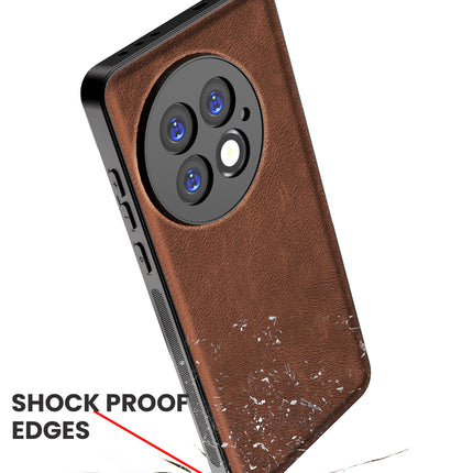 Mobizang Tux Leather Back Cover for OnePlus 13 | Slim Shockproof Camera Protection Bumper Case (Brown)