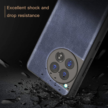Kapa Tux Leather Back Cover for Oneplus 12 | Slim Shockproof Camera Protection Bumper Case (Blue)