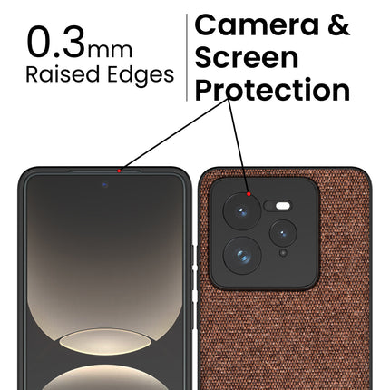 Mobizang Soft Fabric & Leather Hybrid Protective Back Cover for Realme GT 7 PRO | Shockproof Slim Hard Anti Slip Back Case (Brown)