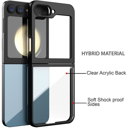 Mobizang Hawkeye Clear Back Cover for Samsung Galaxy Z Flip 6 | Camera Lens Protector Shockproof Slim Clear Case Cover (Black)