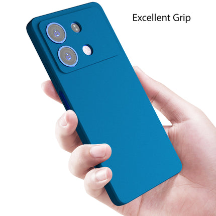 Mobizang Matte Protective Lens Flexible Back Cover for Poco X6 Neo (5G) | Slim Silicone with Soft Lining Shockproof Full Body Bumper Case (Blue)