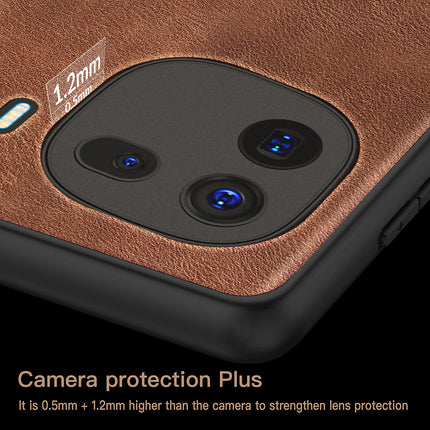 Kapa Tux Leather Back Cover for IQOO 12 (5G) | Slim Shockproof Camera Protection Bumper Case (Brown)