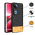 Mobizang Soft Fabric & Leather Hybrid Protective Back Cover for Vivo V50 5G | Shockproof Slim Hard Anti Slip Back Case (Black,Brown)