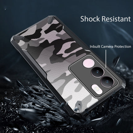 Mobizang Bull Camouflage Back Cover for Vivo V29 (5G) / Vivo V29 Pro (5G) | [Military Grade Protection] Shock Proof Slim Hybrid Bumper Case (Black)