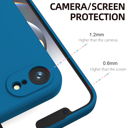 Mobizang Matte Protective Lens Flexible Back Cover for Apple iPhone 16E | Slim Silicone with Soft Lining Shockproof Full Body Bumper Case (Blue)