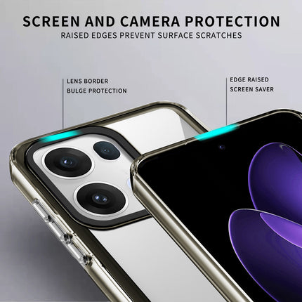 Mobizang Warrior Acrylic Clear Back Cover For Oppo Reno 13 5G | Slim Shockproof [Military Grade Protection] Hybrid Bumper Case (Grey Sides)