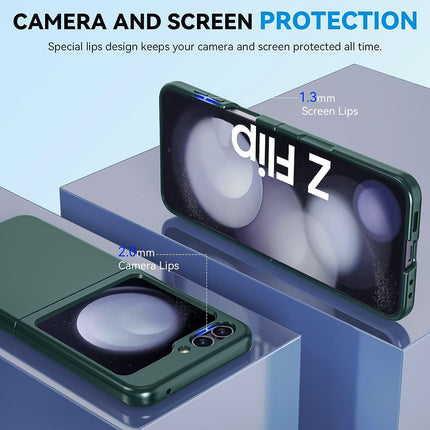 Mobizang Ultra Thin Back Case for Samsung Galaxy Flip6 / Z Flip 6 | With [Inbuilt Glass]  Full Body Protection Hard Back Cover (Green)