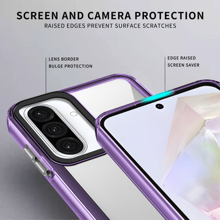 Mobizang Warrior Acrylic Clear Back Cover For Samsung Galaxy A36 | Slim Shockproof [Military Grade Protection] Hybrid Bumper Case (Purple Sides)