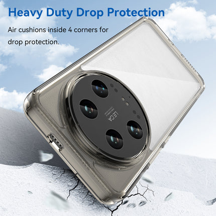 Mobizang Unicorn Acrylic Clear Back Cover For Xiaomi 14 ULTRA (5G) | Slim Shockproof [Military Grade Protection] Hybrid Bumper Case (Grey Sides)