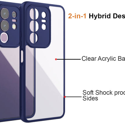 Mobizang Hawkeye Clear Back Cover for Vivo T4X 5G | Camera Lens Protector Shockproof Slim Clear Case Cover (Blue Sides)