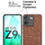 Mobizang Soft Fabric & Leather Hybrid Protective Back Cover for IQOO Z9 | Shockproof Slim Hard Anti Slip Back Case (Brown)