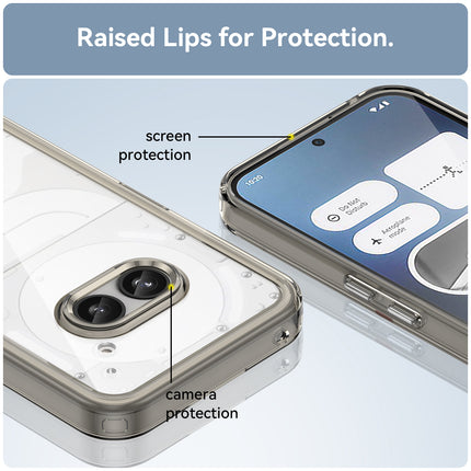 Mobizang Unicorn Acrylic Clear Back Cover For Nothing Phone 2A / 2A Plus | Slim Shockproof [Military Grade Protection] Hybrid Bumper Case (Grey Sides)