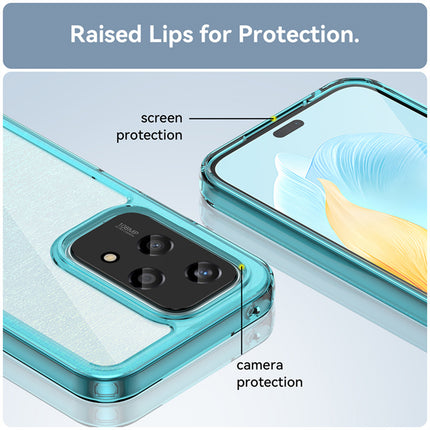 Mobizang Unicorn Acrylic Clear Back Cover For Honor 200 Lite (5G) | Slim Shockproof [Military Grade Protection] Hybrid Bumper Case (Blue Sides)