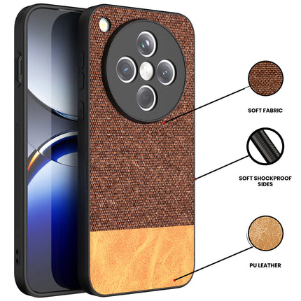 Mobizang Soft Fabric & Leather Hybrid Protective Back Cover for Oppo Find X8 | Shockproof Slim Hard Anti Slip Back Case (Brown)
