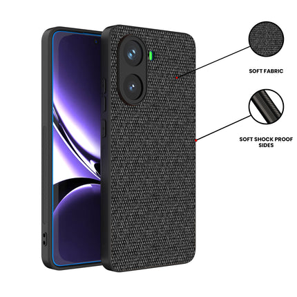 Mobizang Soft Full Fabric Protective Back Case Cover for Poco X7 Pro | Shockproof Slim Hard Anti Slip Back Case (Black)