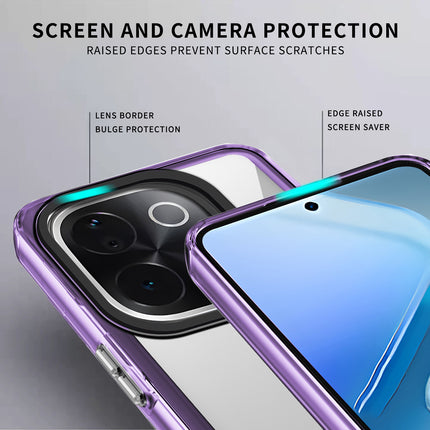 Mobizang Warrior Acrylic Clear Back Cover For Iqoo Z9S Pro (5G) | Slim Shockproof [Military Grade Protection] Hybrid Bumper Case (Purple Sides)