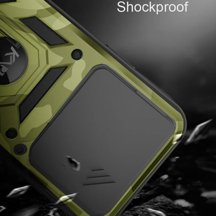 Mobizang Tank Back Cover for Redmi Note 14 (5G) | Inbuilt Ring + Slider Shockproof Lens Protection Bumper Back Case (Green)