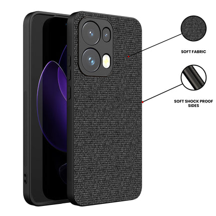 Mobizang Soft Full Fabric Protective Back Case Cover for Oppo Reno 13 Pro | Shockproof Slim Hard Anti Slip Back Case (Black)