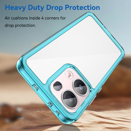 Mobizang Unicorn Acrylic Clear Back Cover For Oppo Reno 13 Pro 5G | Slim Shockproof [Military Grade Protection] Hybrid Bumper Case (Blue Sides)