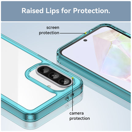 Mobizang Unicorn Acrylic Clear Back Cover For Samsung Galaxy A56 | Slim Shockproof [Military Grade Protection] Hybrid Bumper Case (Blue Sides)
