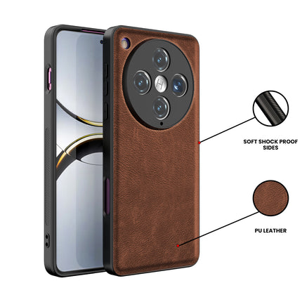 Mobizang Tux Leather Back Cover for Oppo Find X8 Pro | Slim Shockproof Camera Protection Bumper Case (Brown)