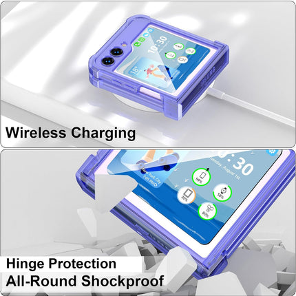 Mobizang Clear Airbag with Hinge Protection Back Case for Samsung Galaxy Flip6 / Z Flip 6 | Transparent Shockproof Slim Hard Protective Cover (Purple)