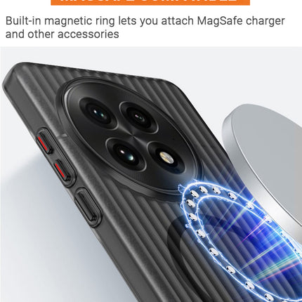 Mobizang Matte Magnetic Wave Grip Back Cover for OnePlus 12 | [MagSafe Compatible] Wireless charging, Slim, Metal Buttons, Frosted Back Case (Grey)