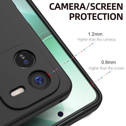 Mobizang Matte Protective Lens Flexible Back Cover for IQOO Z9X | Slim Silicone with Soft Lining Shockproof Full Body Bumper Case (Black)
