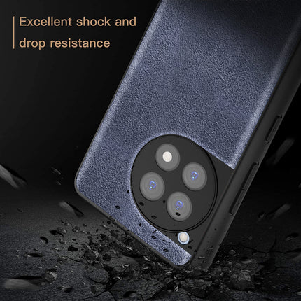 Kapa Tux Leather Back Cover for Oneplus 12R | Slim Shockproof Camera Protection Bumper Case (Blue)
