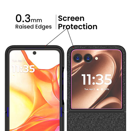 Mobizang Soft Full Fabric Protective Back Case Cover for Motorola Razr 50 Ultra | Shockproof Slim Hard Anti Slip Back Case (Black)