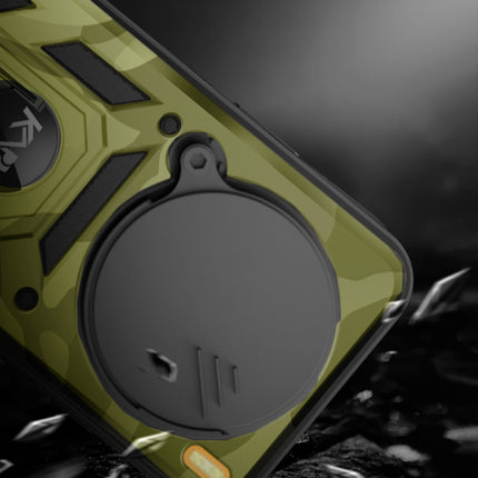 Kapa Tank Back Cover for Vivo X100 Pro (5G) | Inbuilt Ring + Slider Shockproof Lens Protection Bumper Back Case (Green)