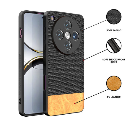 Mobizang Soft Fabric & Leather Hybrid Protective Back Cover for Oppo Find X8 Pro | Shockproof Slim Hard Anti Slip Back Case (Black,Brown)