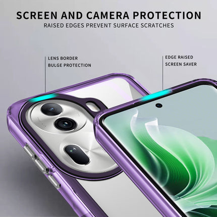 Mobizang Warrior Acrylic Clear Back Cover For Oppo Reno 11 pro | Slim Shockproof [Military Grade Protection] Hybrid Bumper Case (Purple Sides)
