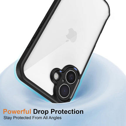 Mobizang Hawkeye Clear Back Cover for Apple iPhone 16 Plus | Camera Lens Protector Shockproof Slim Clear Case Cover (Black Sides)