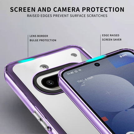 Mobizang Warrior Acrylic Clear Back Cover For Nothing Phone 3A 5G | Slim Shockproof [Military Grade Protection] Hybrid Bumper Case (Purple Sides)