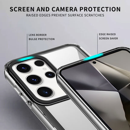 Mobizang Warrior Acrylic Clear Back Cover For Samsung Galaxy S25 Ultra | Slim Shockproof [Military Grade Protection] Hybrid Bumper Case (Clear Sides)